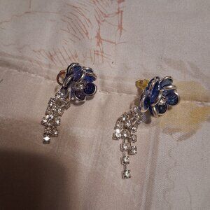 blue rose earrings